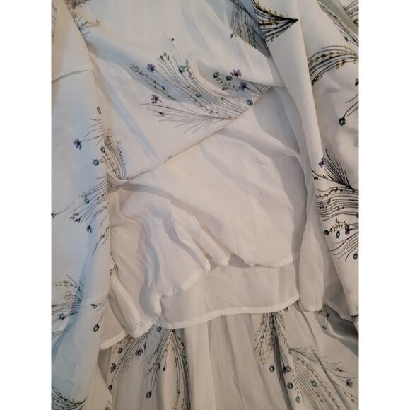 Free People Retro Boho Midi Dress Surplice V-Neck Size 4 Deep V Bohemian EUC - Picture 12 of 15